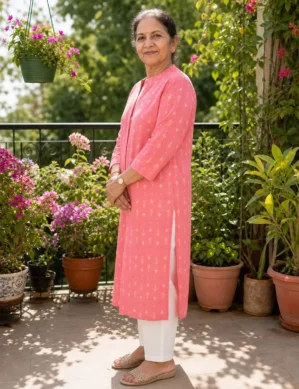 Adaptive Kurti for Elderly Women | Front Open Velcro Patient Clothing