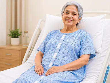 Women’s Bedridden Patient Clothing – Velcro Closure Front Open Full Length Hospital & Home Gown